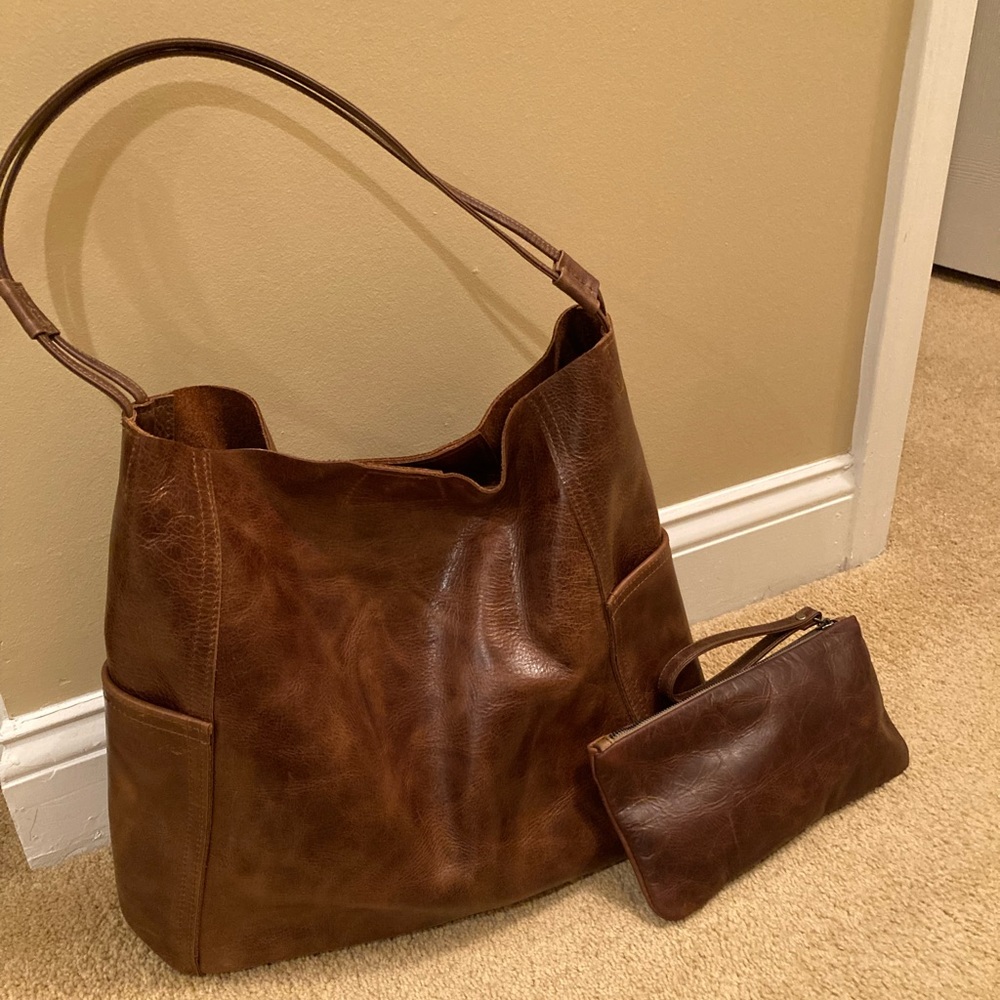 Roughandtumble Tumble large Kirigami in brown butter with matching clutch